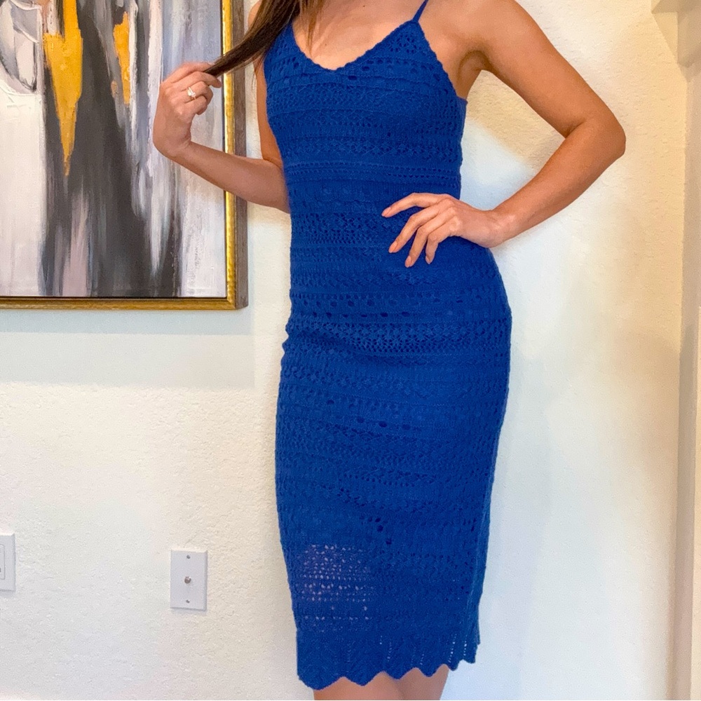 XS Royal blue summer crochet dress by freshman 1996